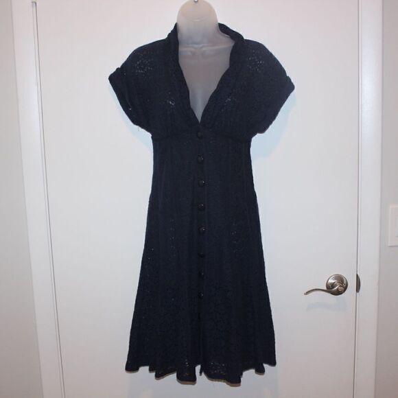 Nanette Leopore Blue Eyelet Short Sleeve Dress Women Size 2 - Picture 2 of 11